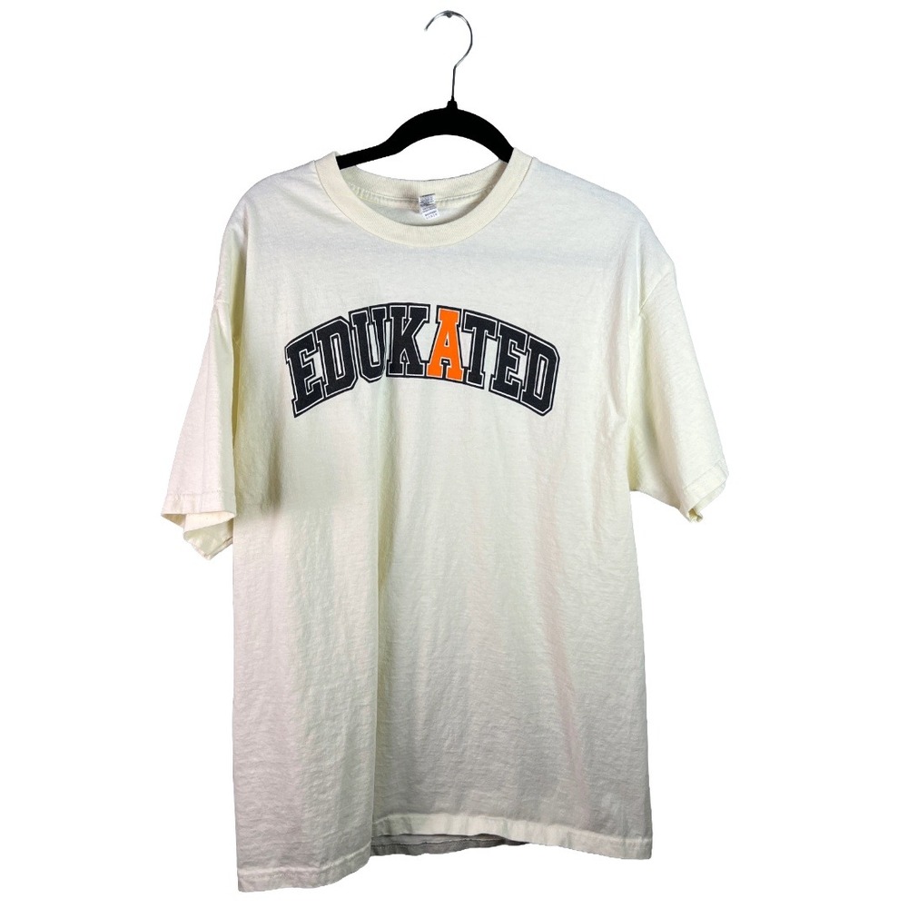 American Apparel T-Shirt Men's L Off-White Edukated Graphic Streetwear